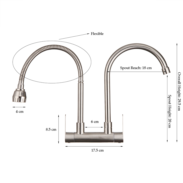 Wall-Mounted Dual Spout And Dual Handle Faucet